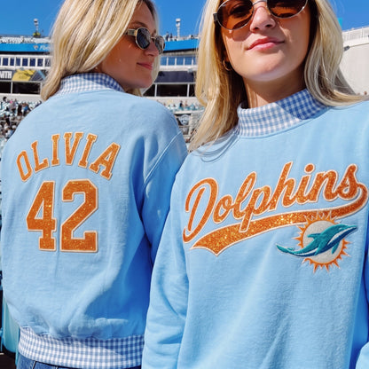 States Appliqué Gingham Mockneck