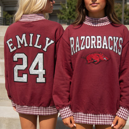 Colleges Appliqué Gingham Mockneck