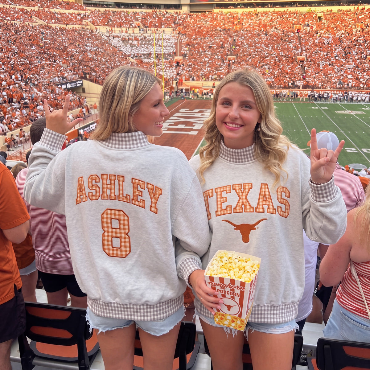 Colleges Appliqué Gingham Mockneck