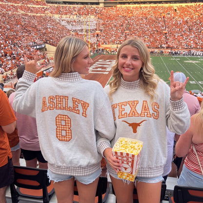 Colleges Appliqué Gingham Mockneck