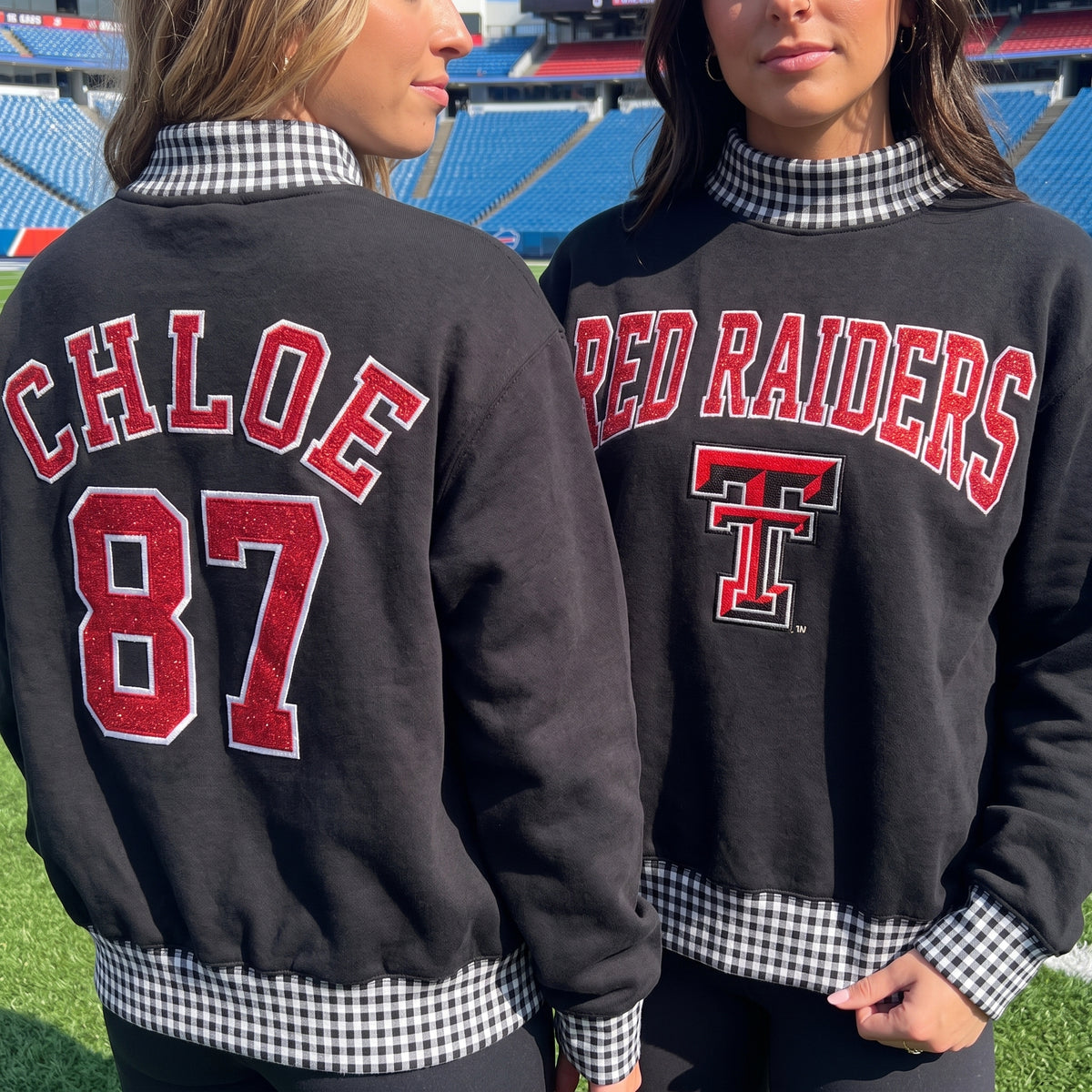 Colleges Appliqué Gingham Mockneck