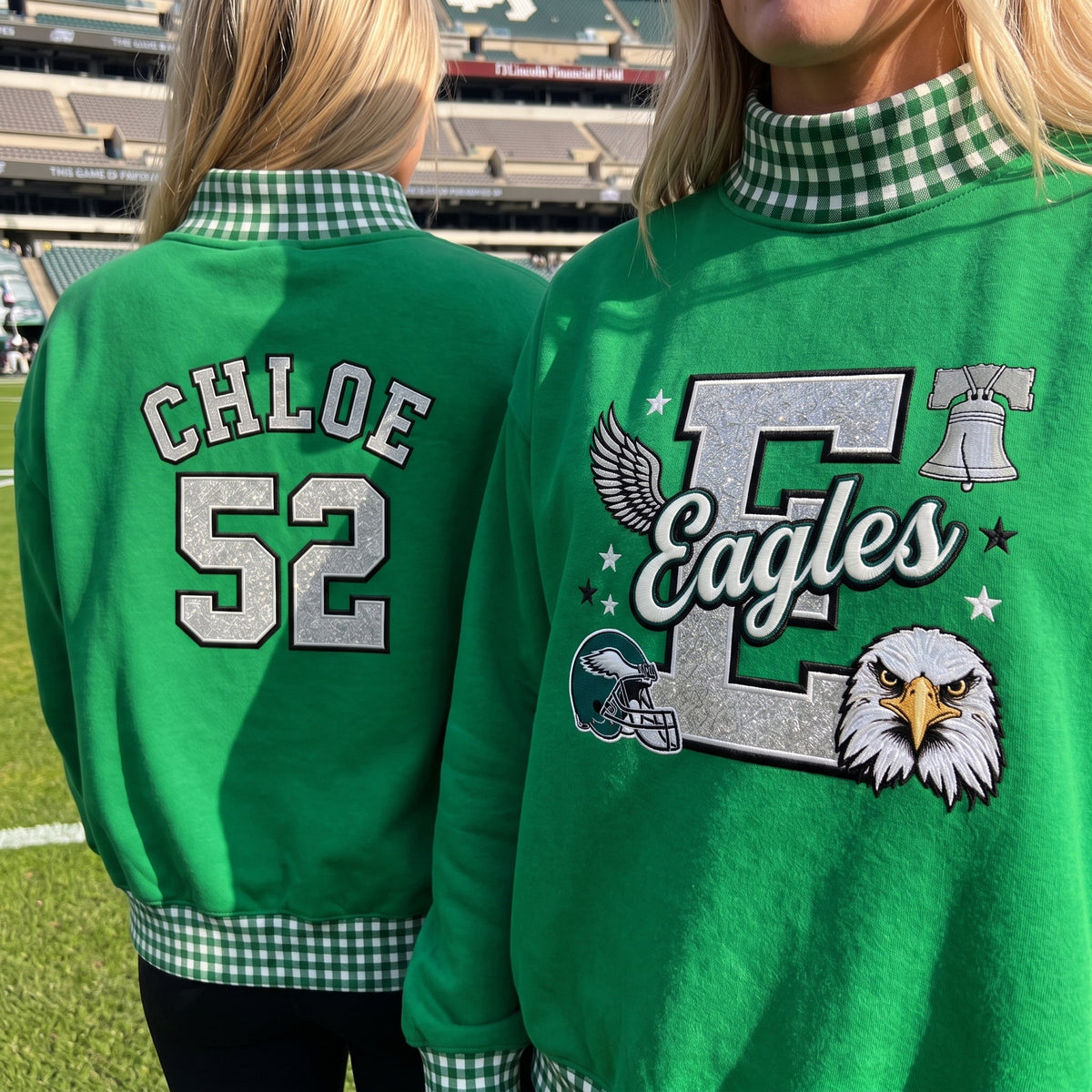 States Mascot Appliqué Gingham Mockneck