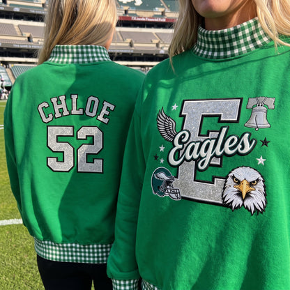 States Mascot Appliqué Gingham Mockneck