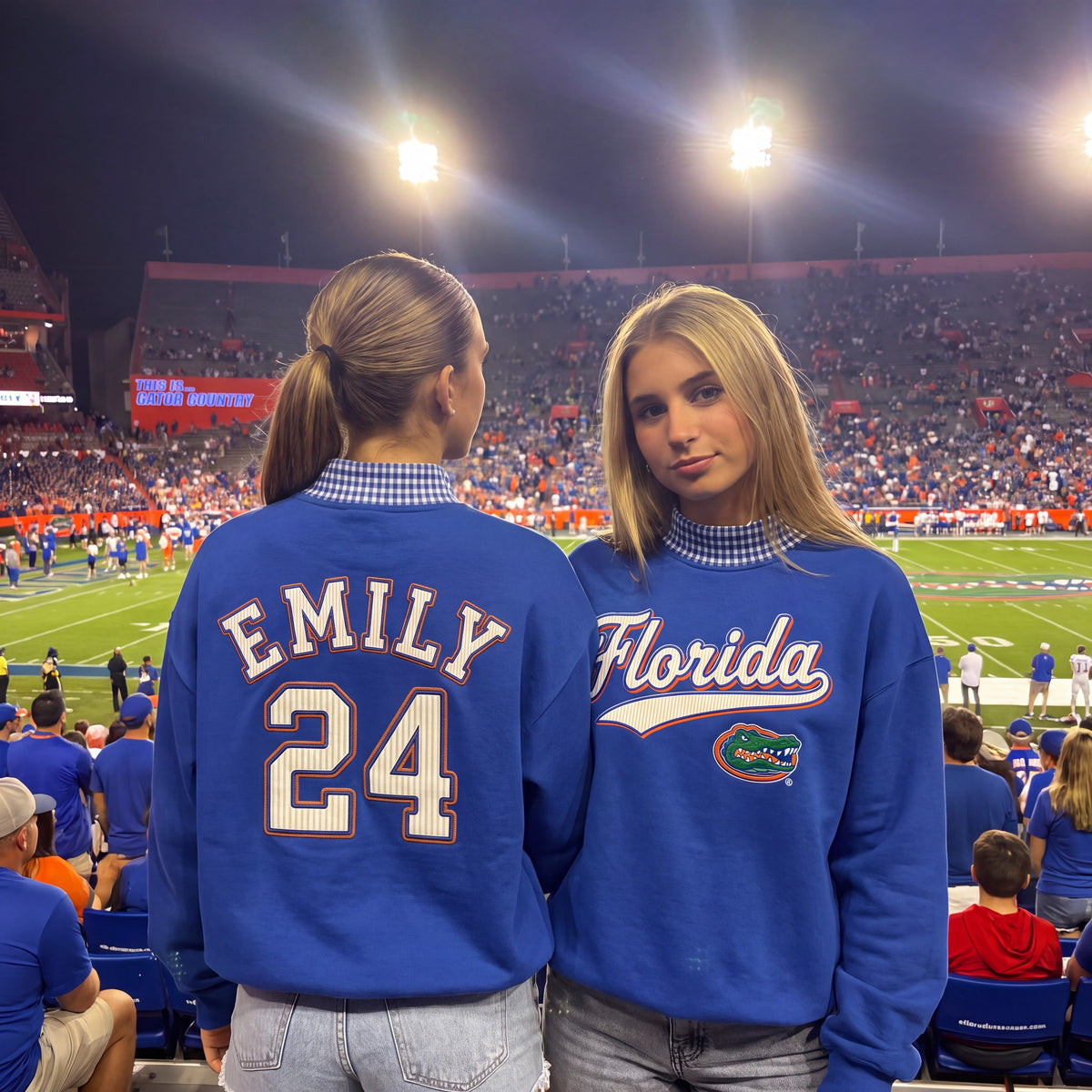 Colleges Appliqué Gingham Mockneck
