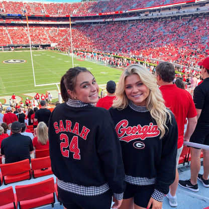 Colleges Appliqué Gingham Mockneck