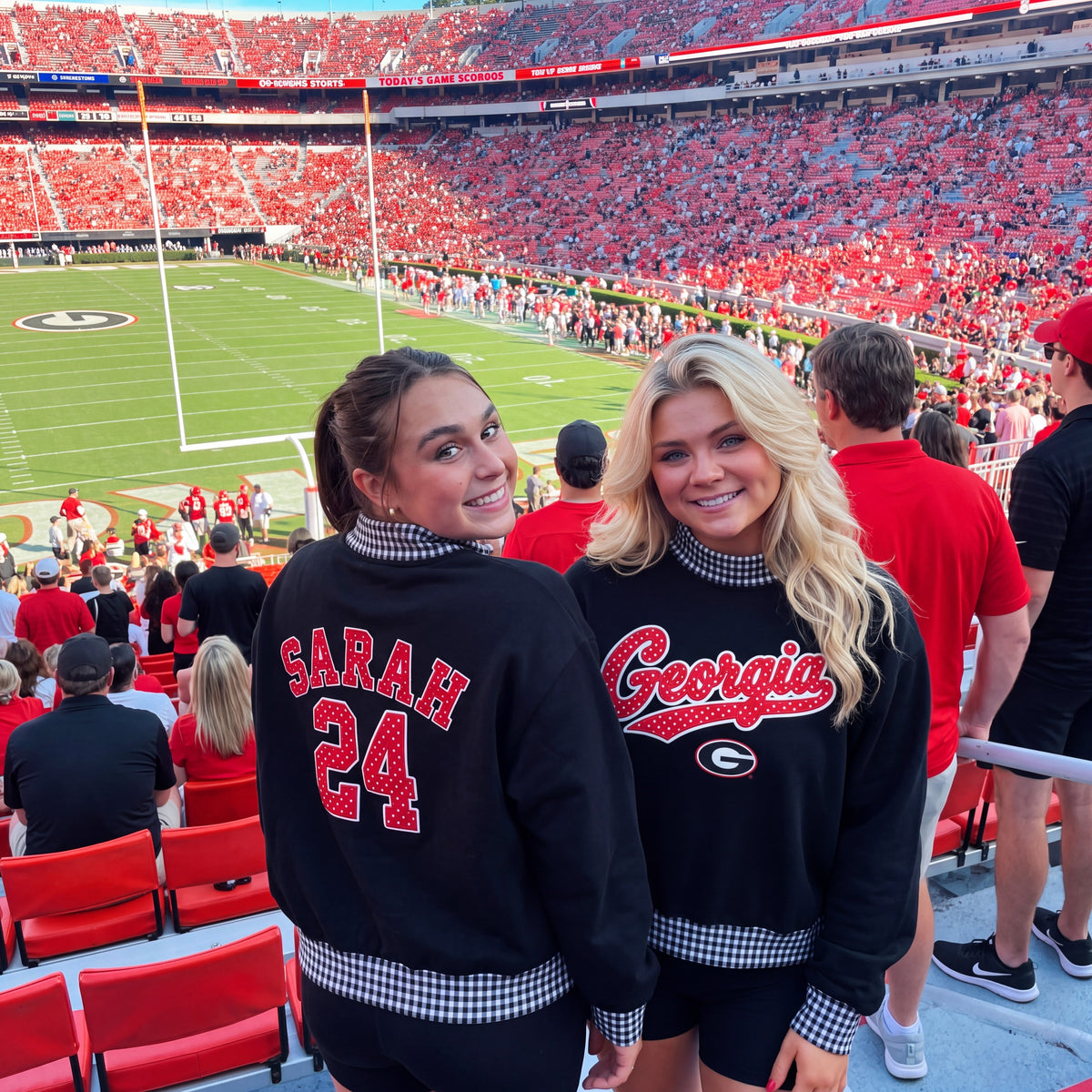 Colleges Appliqué Gingham Mockneck