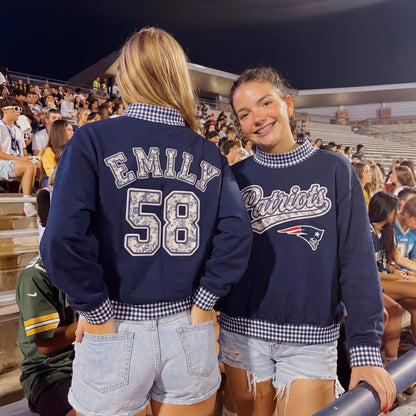 States Appliqué Gingham Mockneck