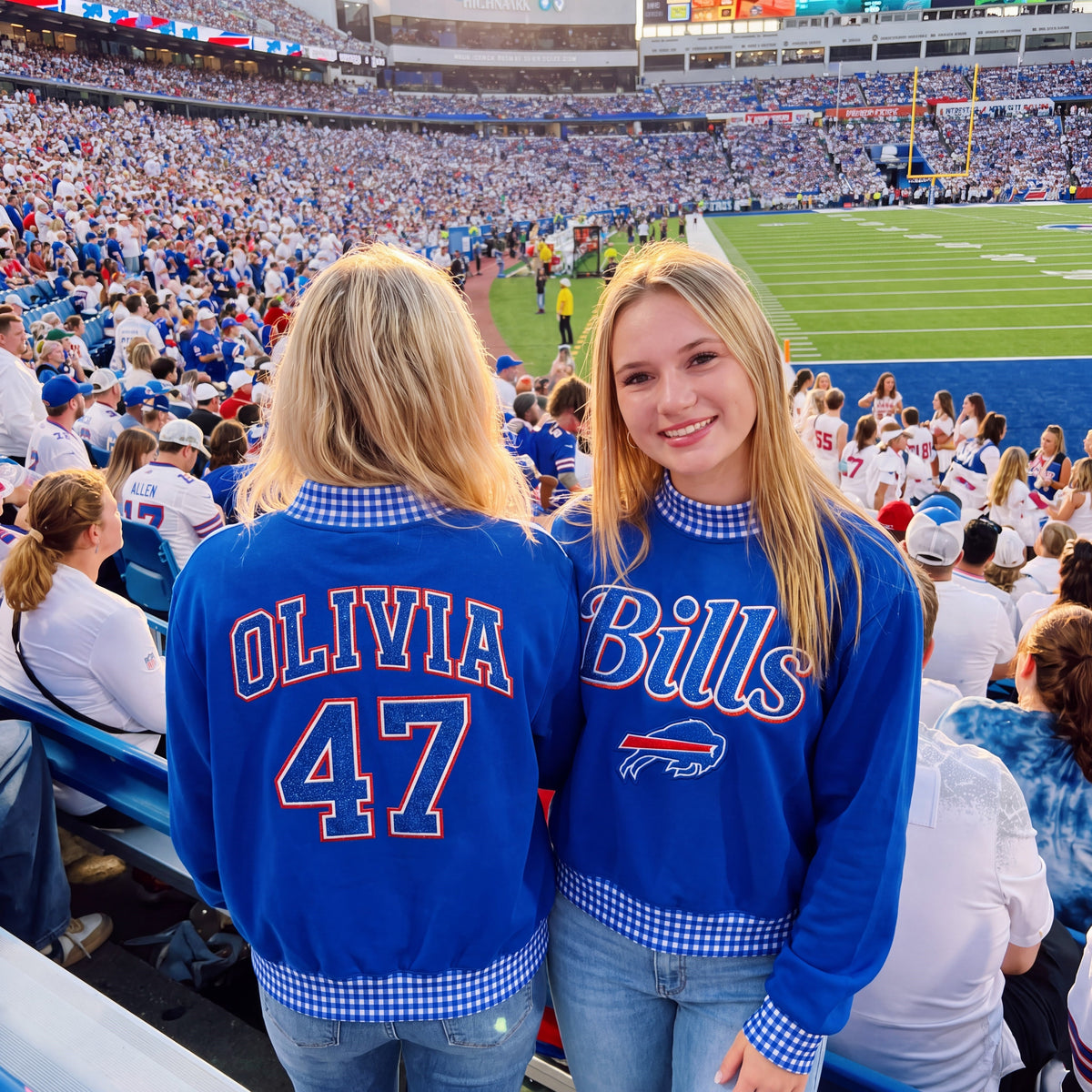States Appliqué Gingham Mockneck