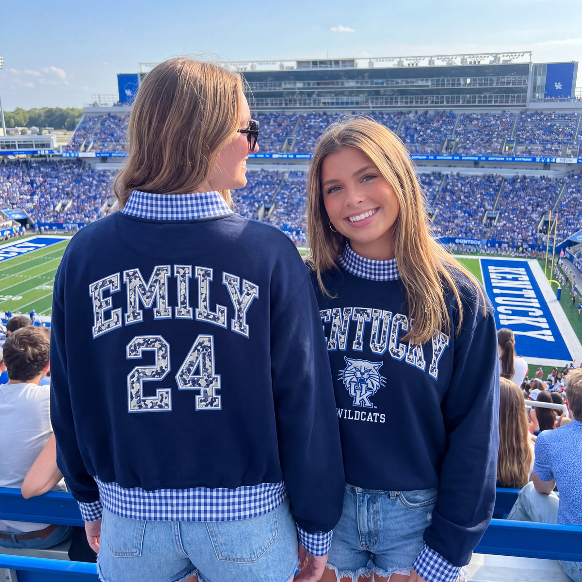 Colleges Appliqué Gingham Mockneck