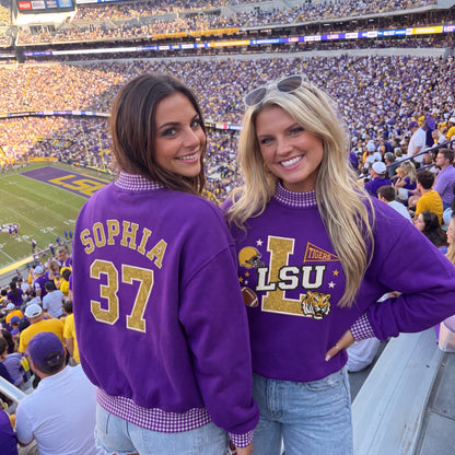 Colleges Mascot Appliqué Gingham Mockneck