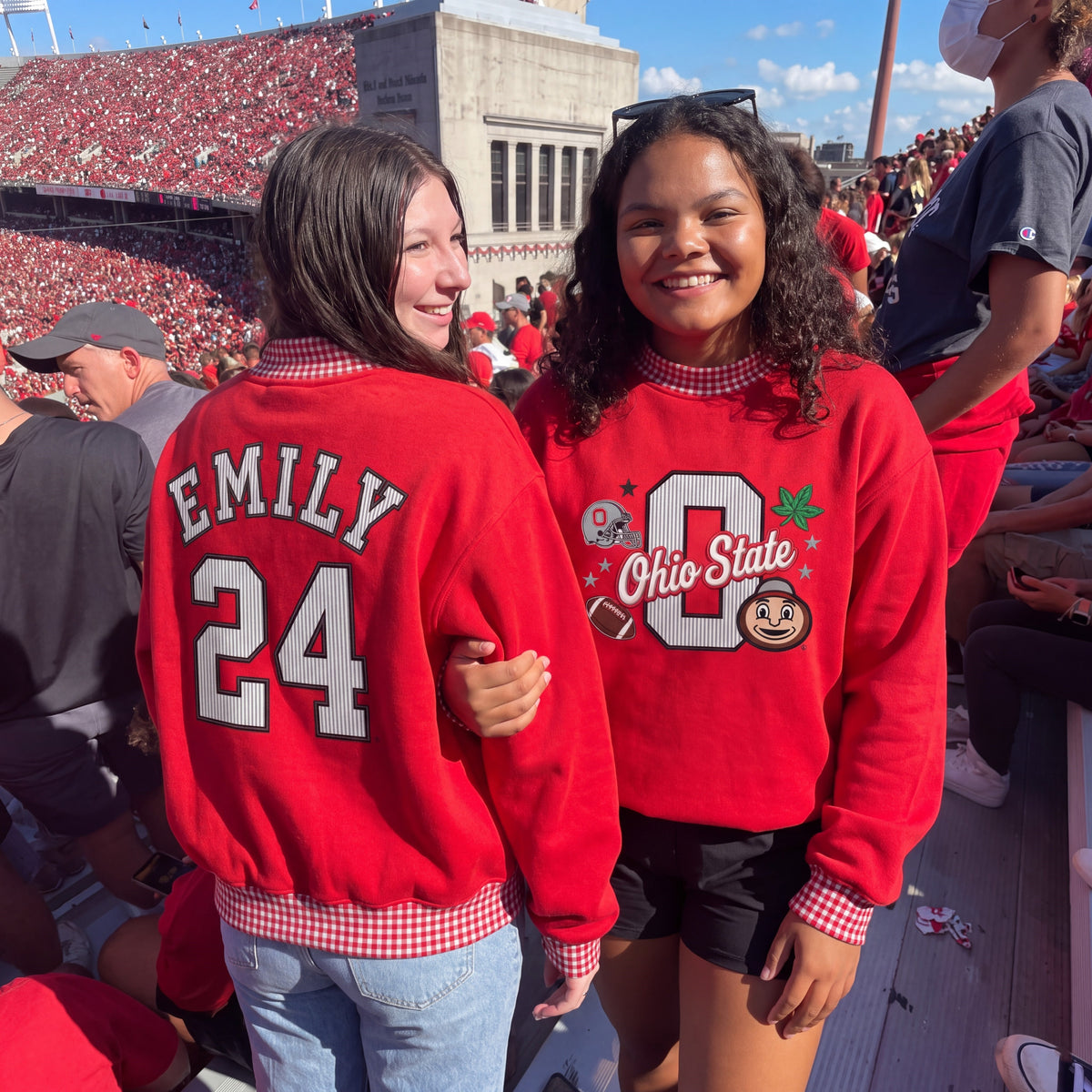 Colleges Mascot Appliqué Gingham Mockneck