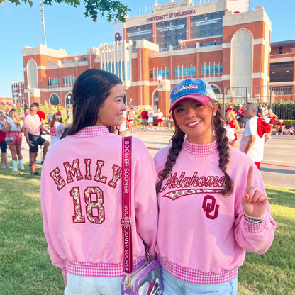 Colleges Appliqué Gingham Mockneck