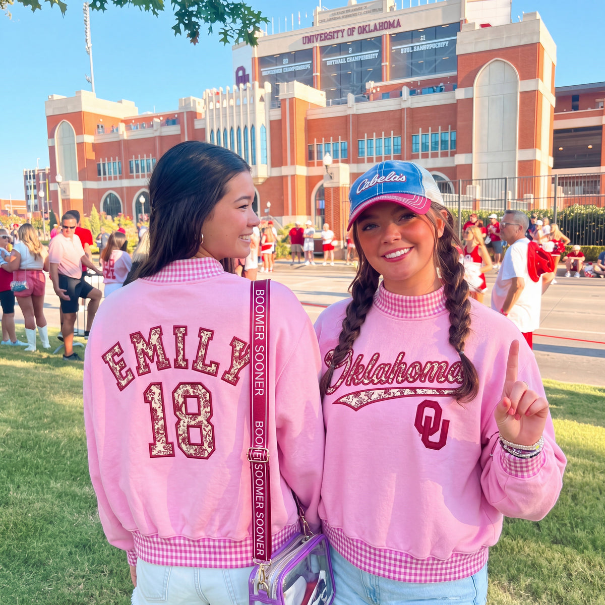 Colleges Appliqué Gingham Mockneck