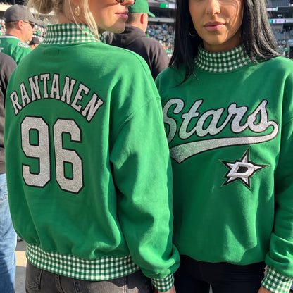 Hockey Appliqué Gingham Mockneck