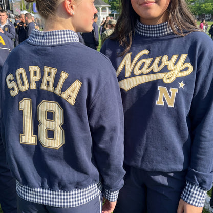 Colleges Appliqué Gingham Mockneck