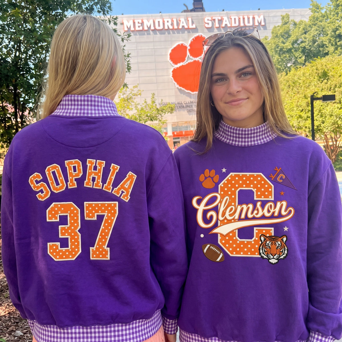 Colleges Mascot Appliqué Gingham Mockneck