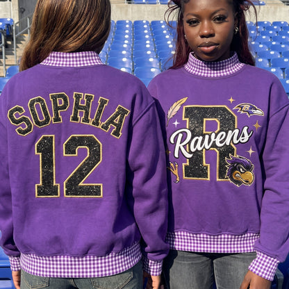 States Mascot Appliqué Gingham Mockneck