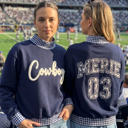 States Chenille Yarn Gingham Mockneck