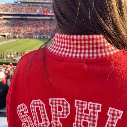 Colleges Mascot Appliqué Gingham Mockneck