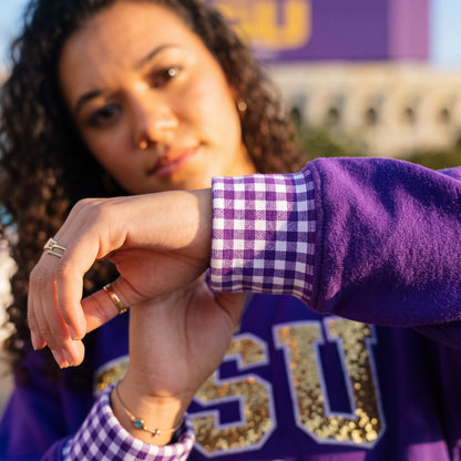 Colleges Appliqué Gingham Mockneck