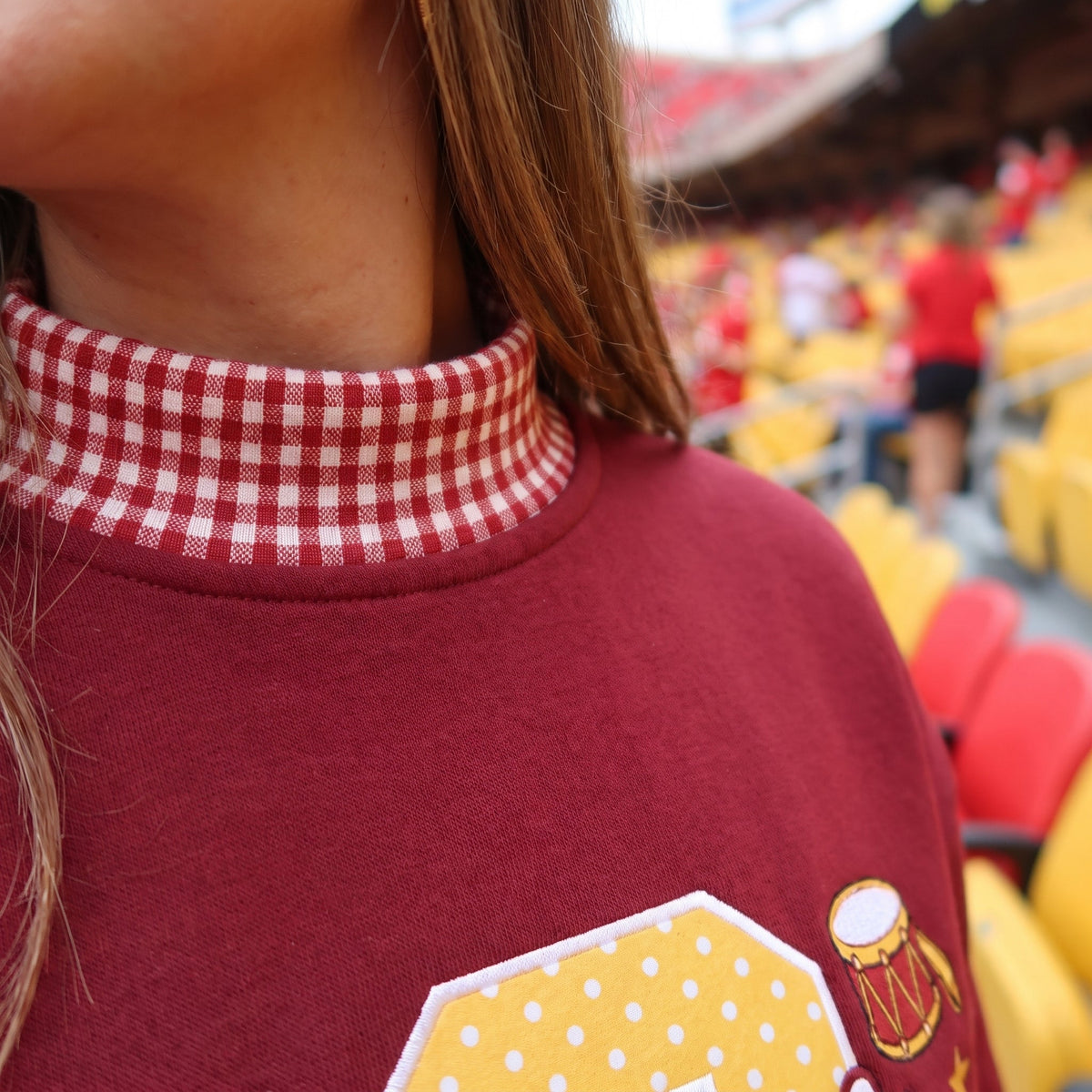 States Mascot Appliqué Gingham Mockneck
