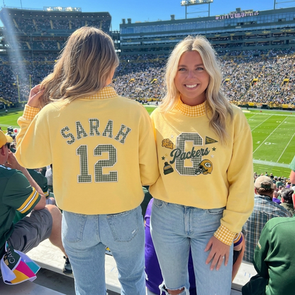 States Mascot Appliqué Gingham Mockneck