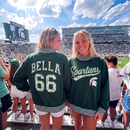 Colleges Appliqué Gingham Mockneck