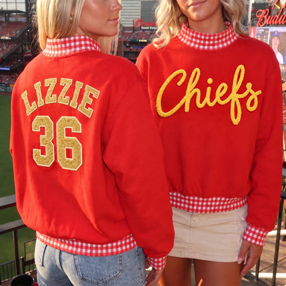 States Chenille Yarn Gingham Mockneck